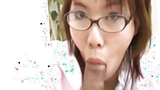 Akane Fujimoto maid with specs sucks cock and gets doggy style